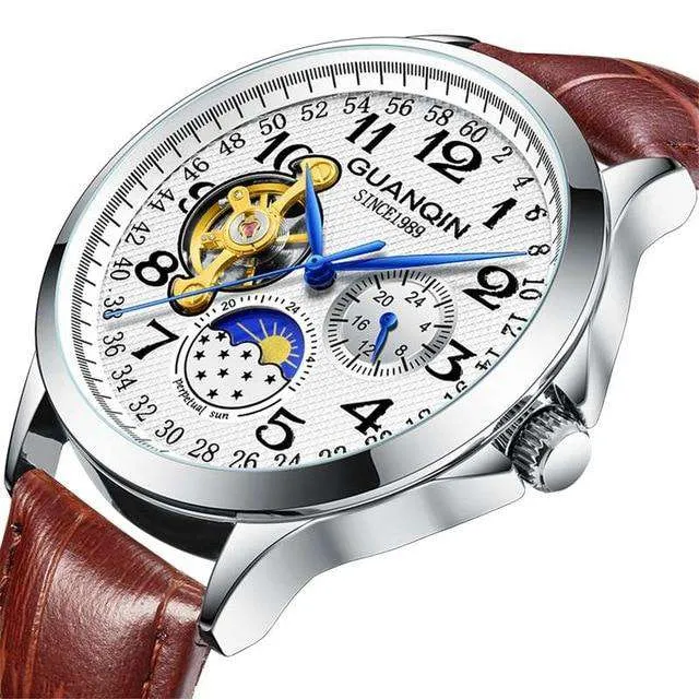 GUANQIN 2019 men's watches top brand luxury business Automatic clock Tourbillon waterproof Mechanical watch relogio masculino