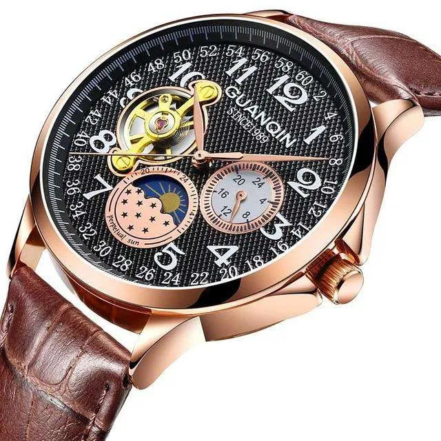 GUANQIN 2019 men's watches top brand luxury business Automatic clock Tourbillon waterproof Mechanical watch relogio masculino