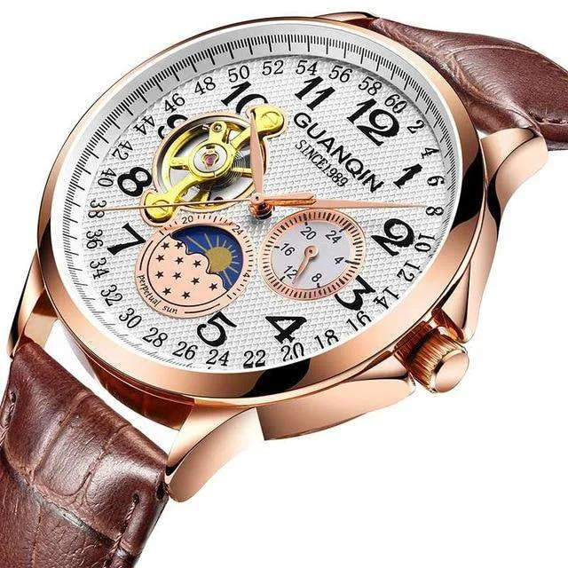 GUANQIN 2019 men's watches top brand luxury business Automatic clock Tourbillon waterproof Mechanical watch relogio masculino