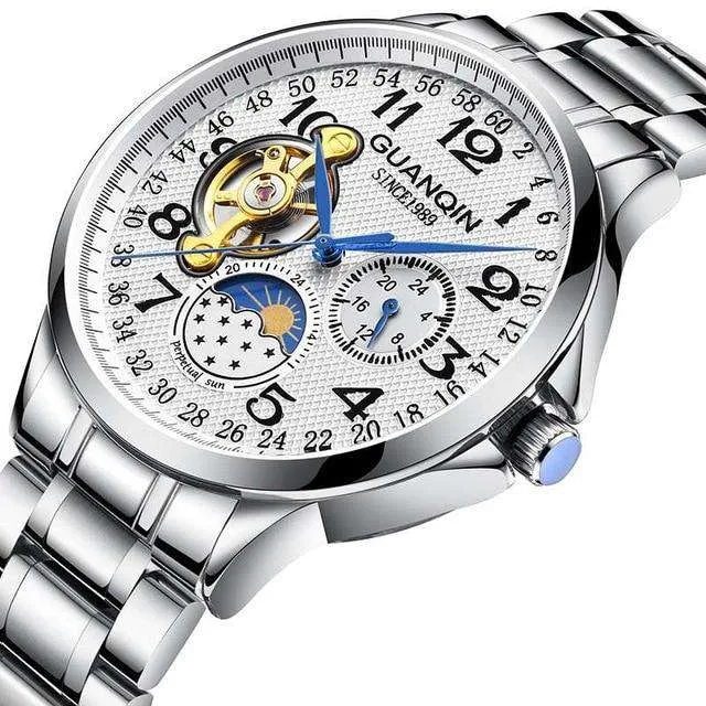GUANQIN 2019 men's watches top brand luxury business Automatic clock Tourbillon waterproof Mechanical watch relogio masculino