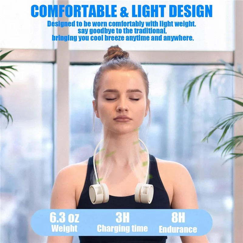 Hands Free Wearable Bladeless Neck Fans with 3 Speeds