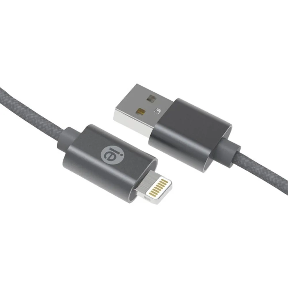 iEssentials IEN-BC10L-GRY Charge & Sync Braided Lightning to USB Cable, 10ft (Gray)