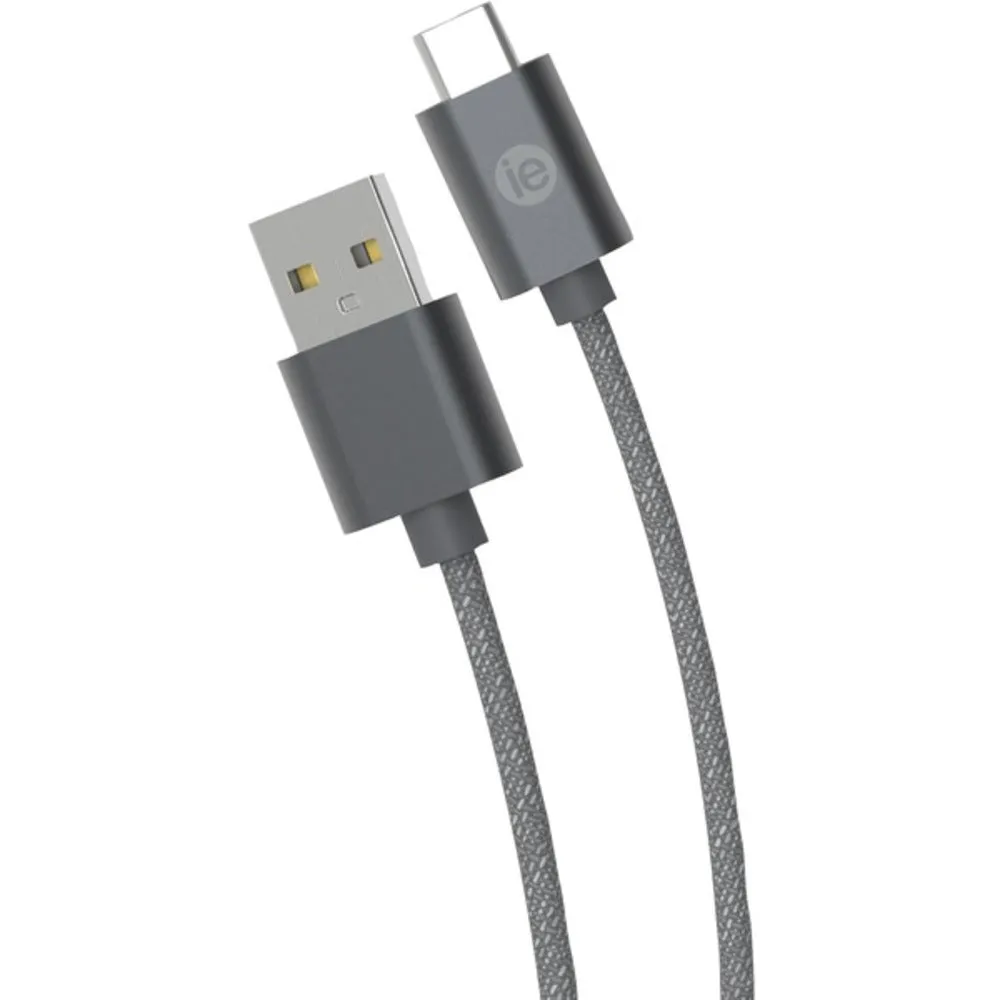 iEssentials IEN-BC6C-GRY Charge & Sync Braided USB-C to USB-A Cable, 6ft (Gray)