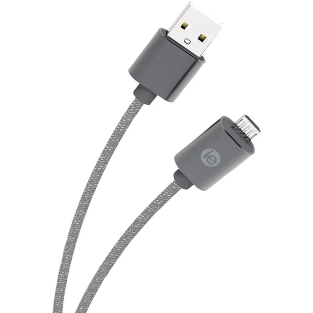 iEssentials IEN-BC6M-GRY Charge & Sync Braided Micro USB to USB Cable, 6ft (Gray)