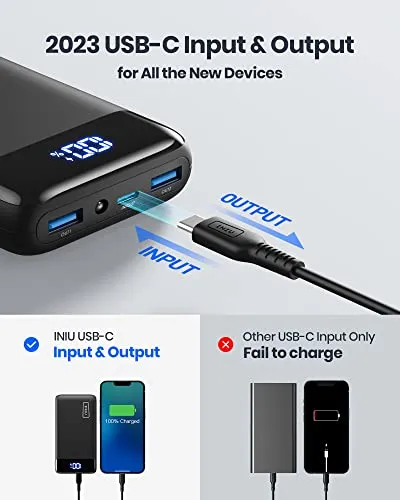 INIU Portable Charger, 22.5W 20000mAh USB C in & Out Power Bank Fast Charging, PD 3.0 QC 4.0 LED Display Phone Battery Pack Compatible with iPhone 14 13 12 Pro Samsung S21 Google LG iPad Tablet, etc.