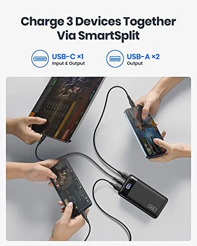 INIU Portable Charger, 22.5W 20000mAh USB C in & Out Power Bank Fast Charging, PD 3.0 QC 4.0 LED Display Phone Battery Pack Compatible with iPhone 14 13 12 Pro Samsung S21 Google LG iPad Tablet, etc.