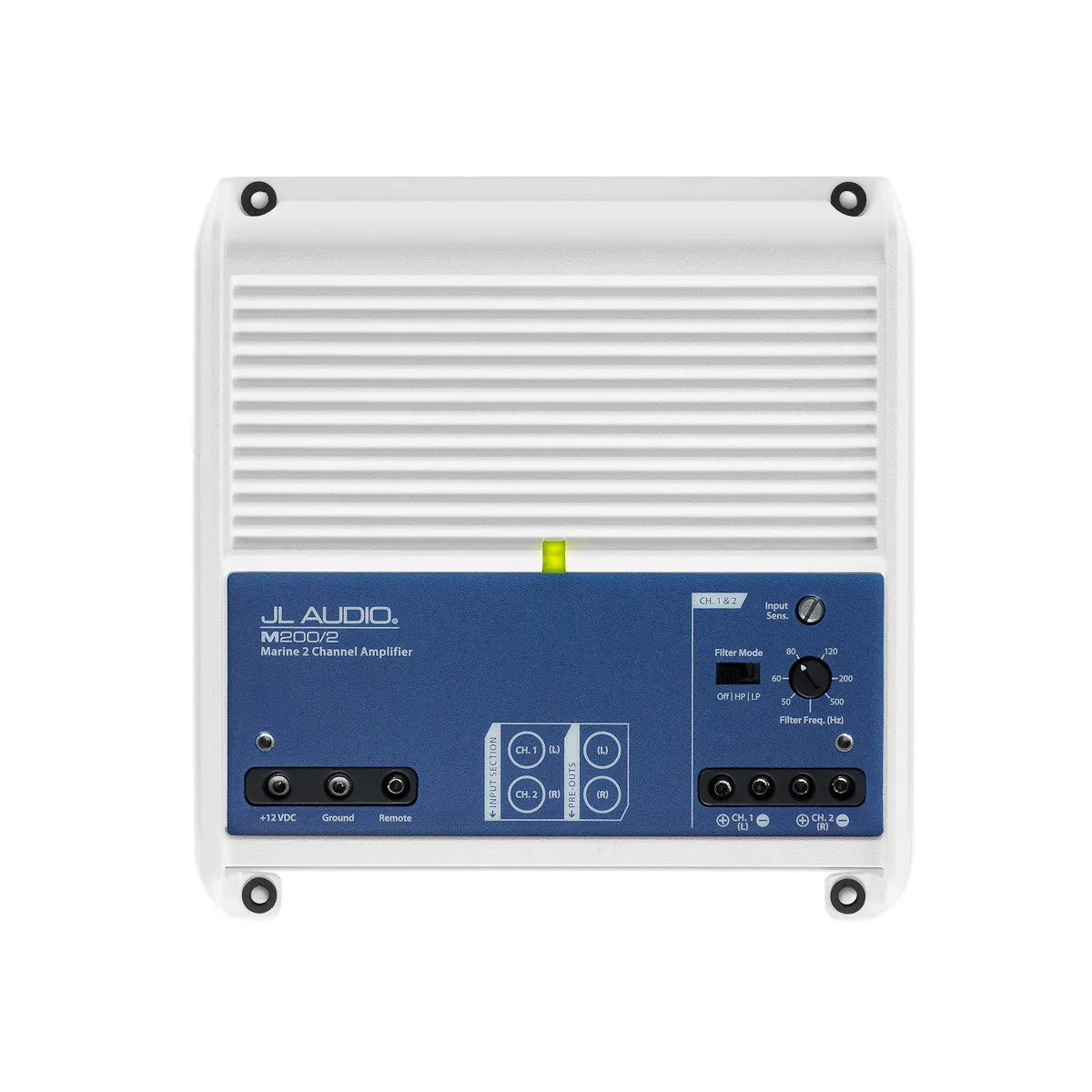 JL Audio M200/2: 2 Ch. Class D Full-Range Marine Amplifier, 200 W