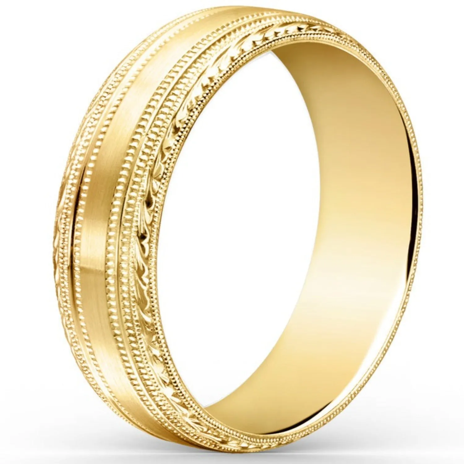 Kirk Kara "Artin" Satin Finish Engraved Wedding Band