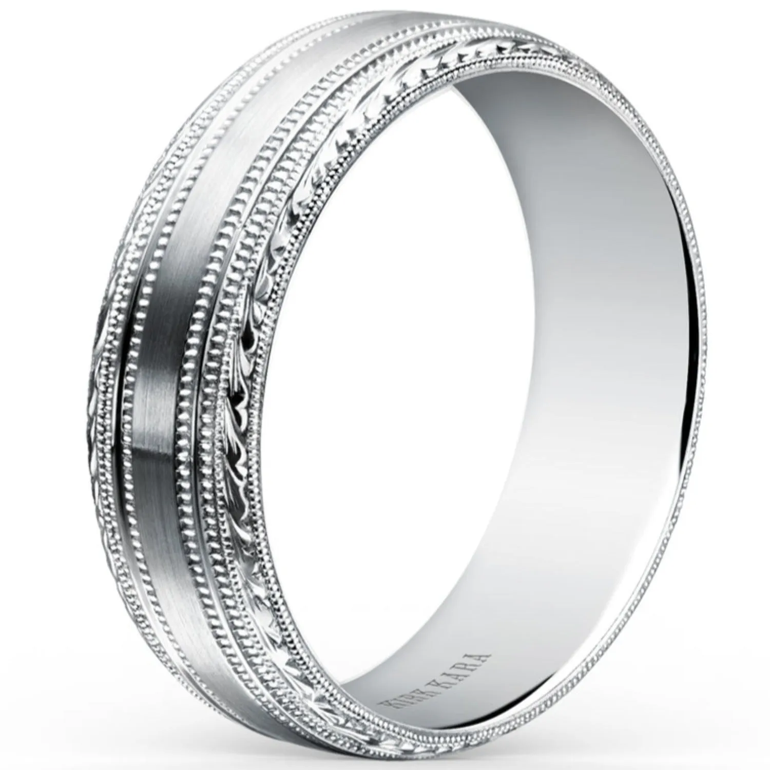 Kirk Kara "Artin" Satin Finish Engraved Wedding Band