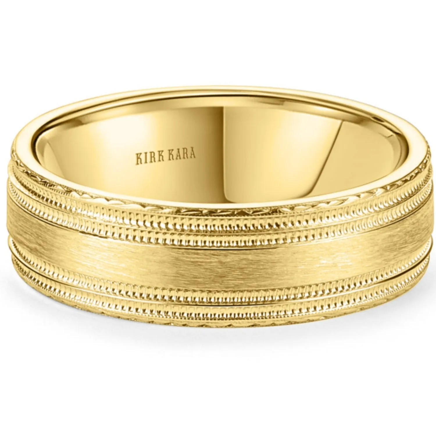 Kirk Kara "Artin" Satin Finish Engraved Wedding Band