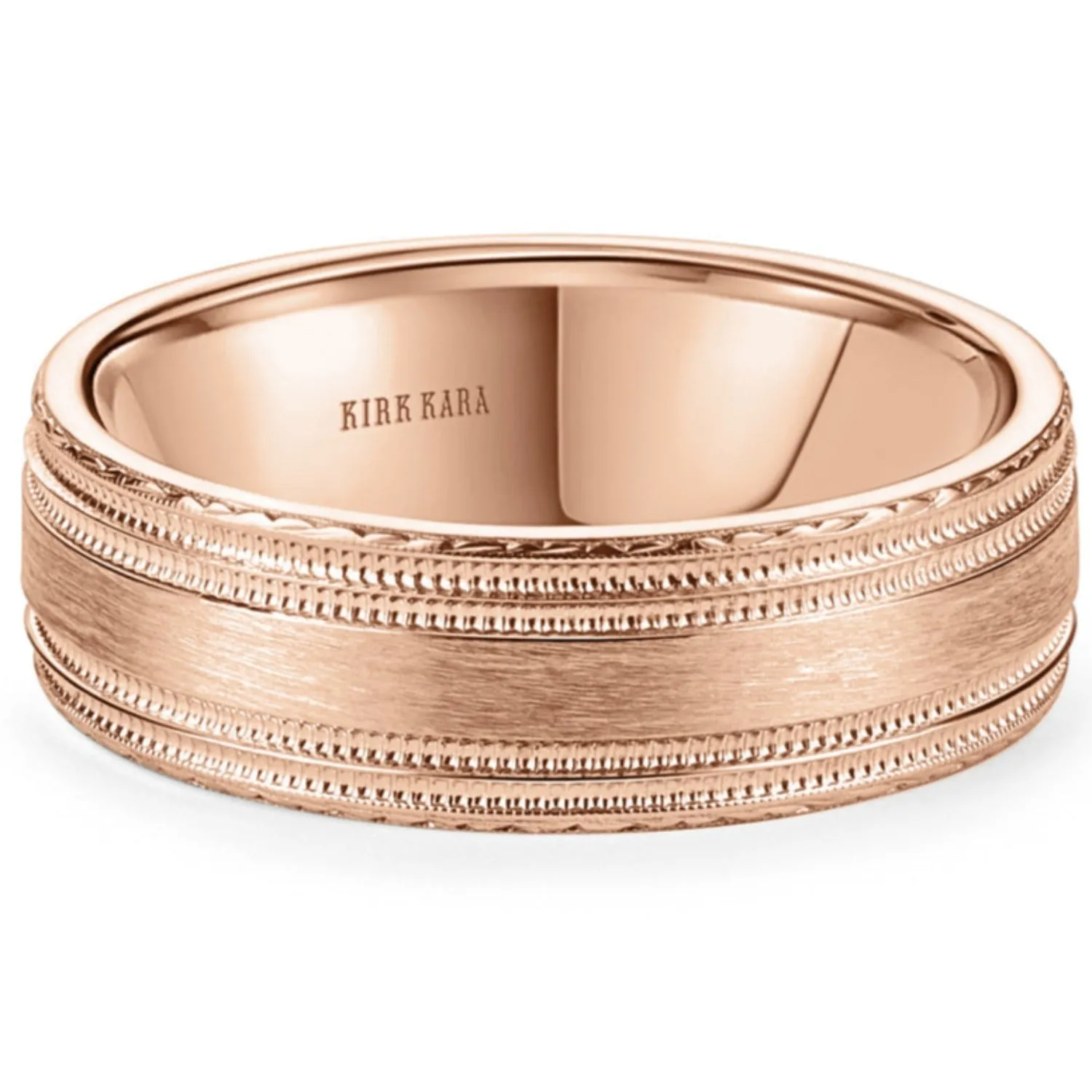 Kirk Kara "Artin" Satin Finish Engraved Wedding Band