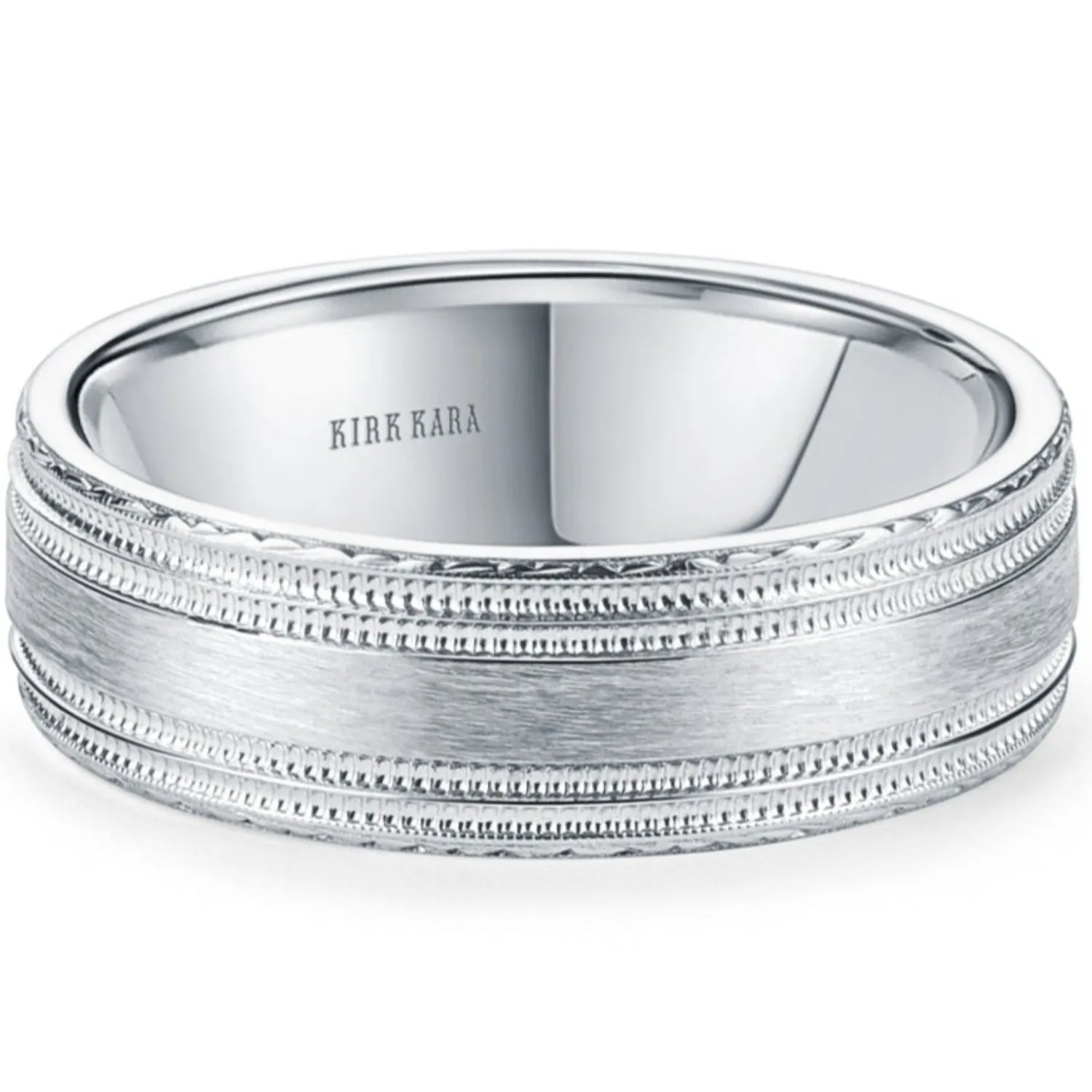 Kirk Kara "Artin" Satin Finish Engraved Wedding Band