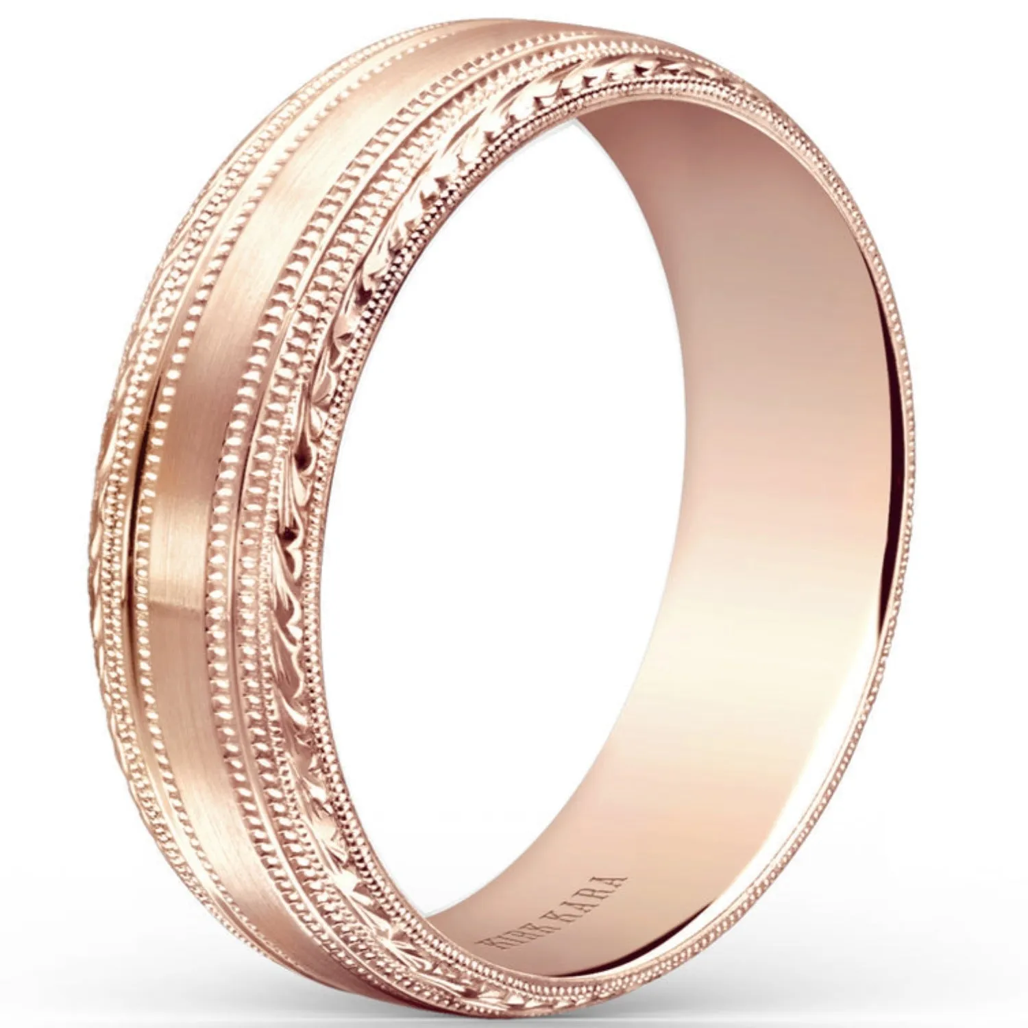 Kirk Kara "Artin" Satin Finish Engraved Wedding Band