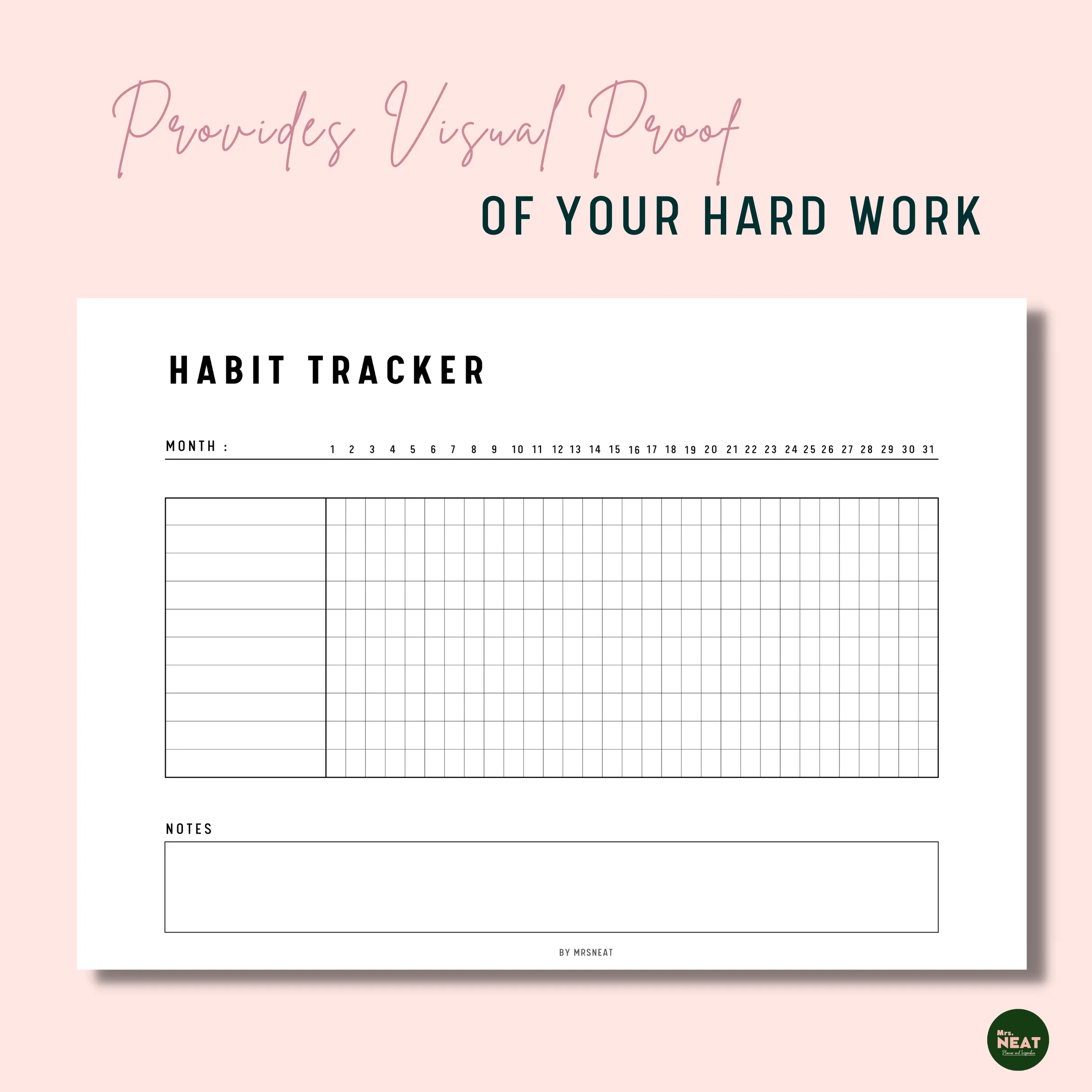 Landscape Monthly Habit Tracker - M164