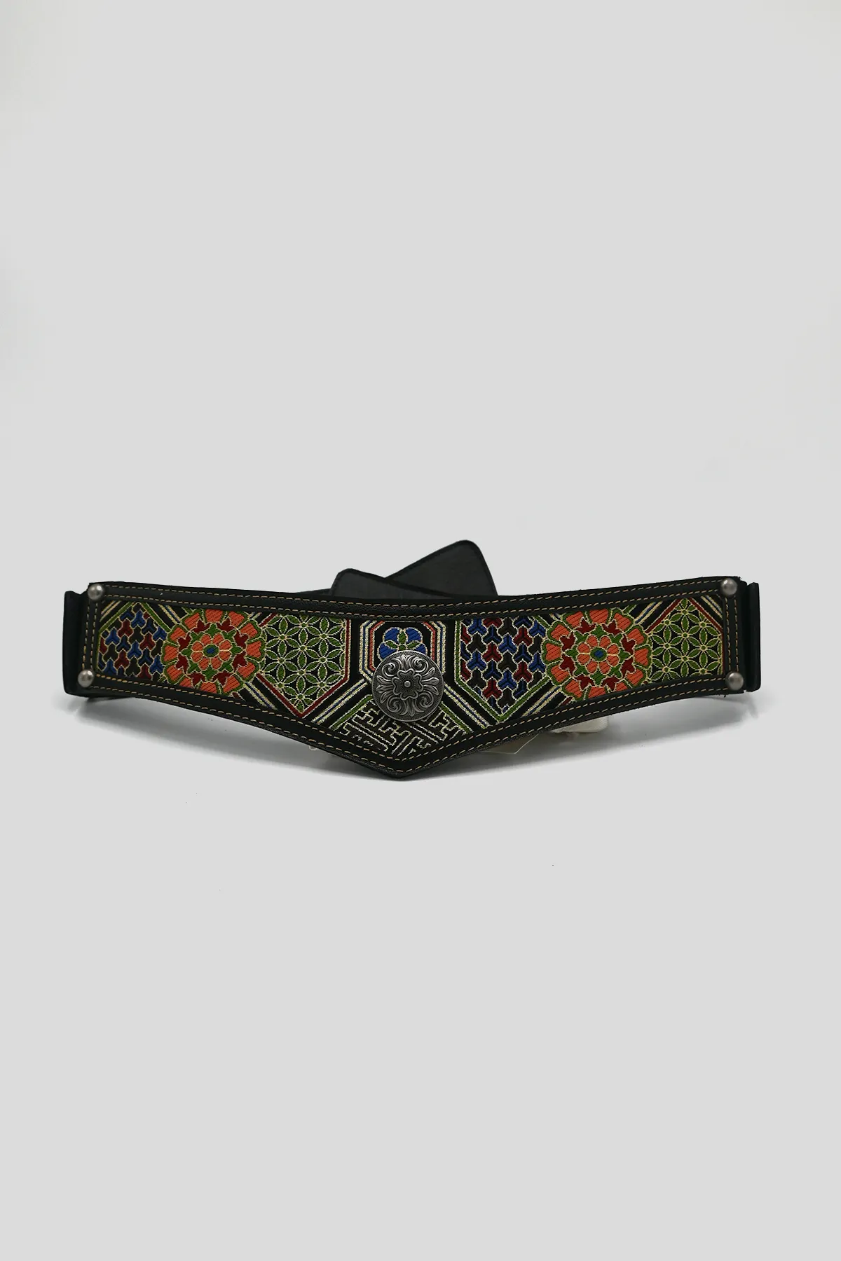 Leather Belt with Silk Details