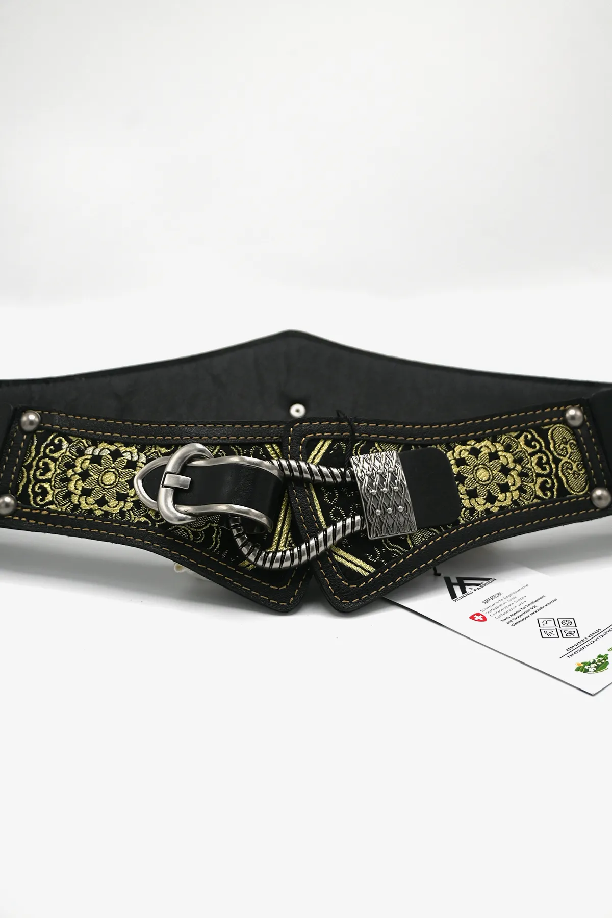 Leather Belt with Silk Details