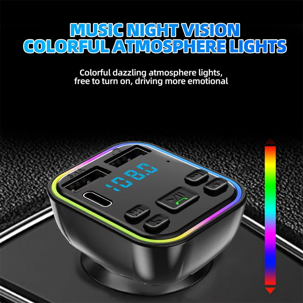 Led Backlight Bluetooth Fm Transmitter Dual Usb Type C Fast