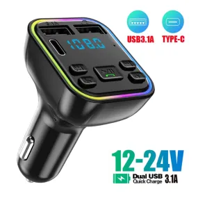 Led Backlight Bluetooth Fm Transmitter Dual Usb Type C Fast