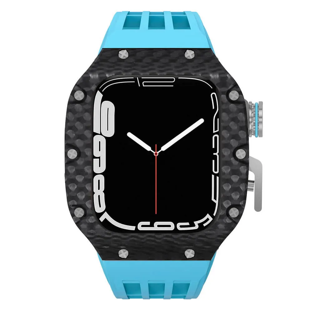 Luxury Apple Watch Case Carbon Fiber for 44mm/45mm of Series 6/7/8/SE - Plaid Bezel