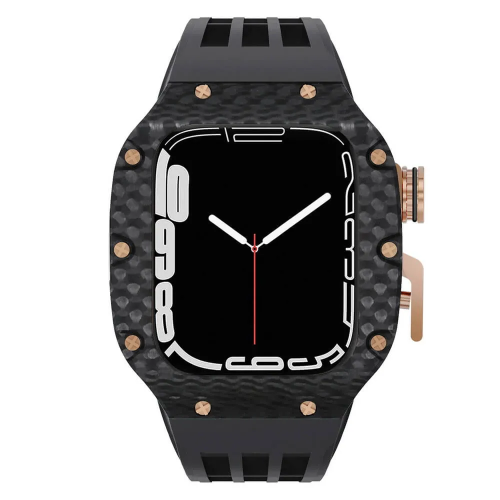 Luxury Apple Watch Case Carbon Fiber for 44mm/45mm of Series 6/7/8/SE - Plaid Bezel