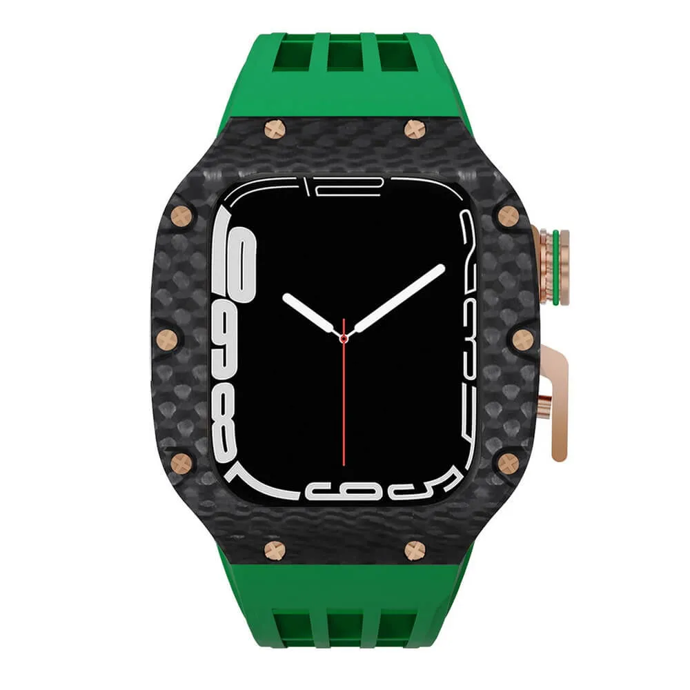 Luxury Apple Watch Case Carbon Fiber for 44mm/45mm of Series 6/7/8/SE - Plaid Bezel