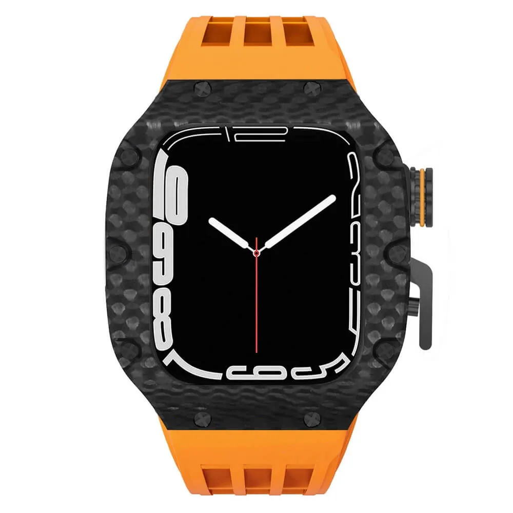 Luxury Apple Watch Case Carbon Fiber for 44mm/45mm of Series 6/7/8/SE - Plaid Bezel