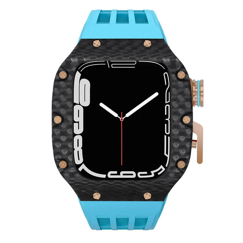 Luxury Apple Watch Case Carbon Fiber for 44mm/45mm of Series 6/7/8/SE - Plaid Bezel