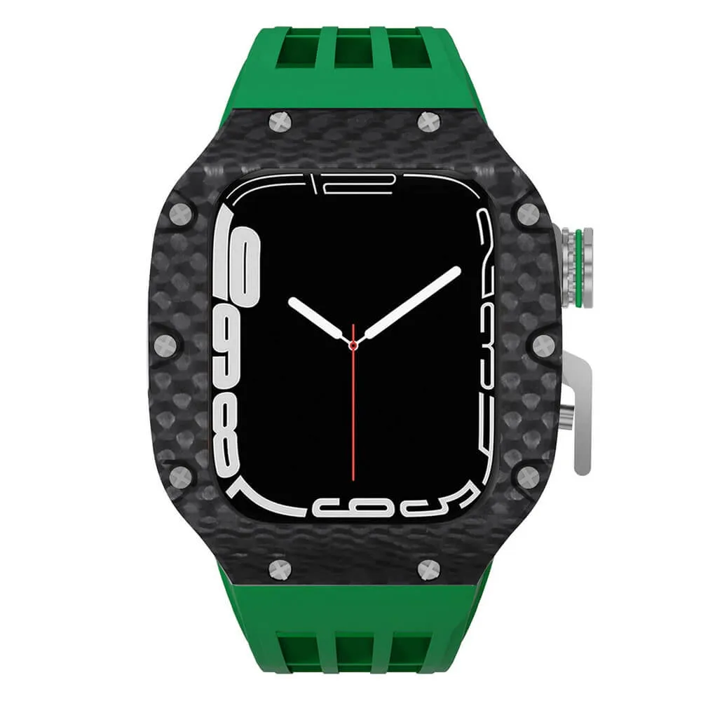 Luxury Apple Watch Case Carbon Fiber for 44mm/45mm of Series 6/7/8/SE - Plaid Bezel