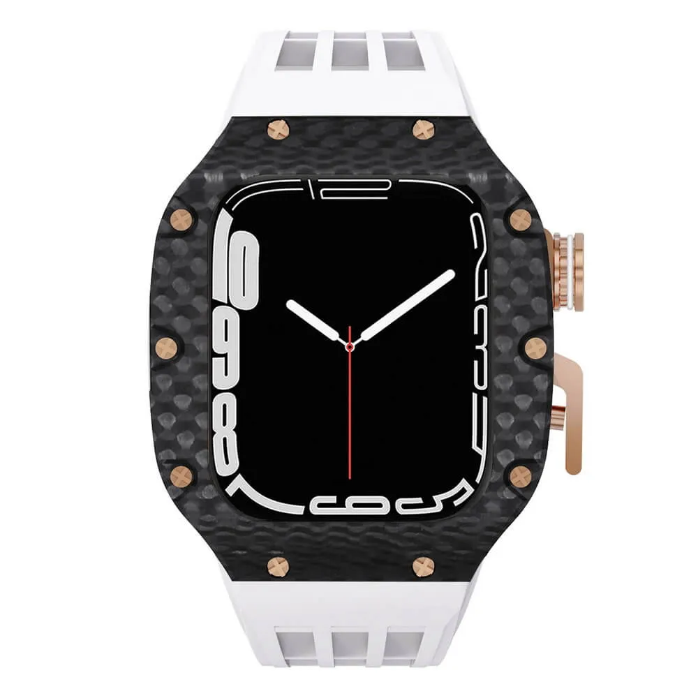 Luxury Apple Watch Case Carbon Fiber for 44mm/45mm of Series 6/7/8/SE - Plaid Bezel