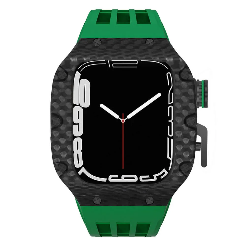 Luxury Apple Watch Case Carbon Fiber for 44mm/45mm of Series 6/7/8/SE - Plaid Bezel