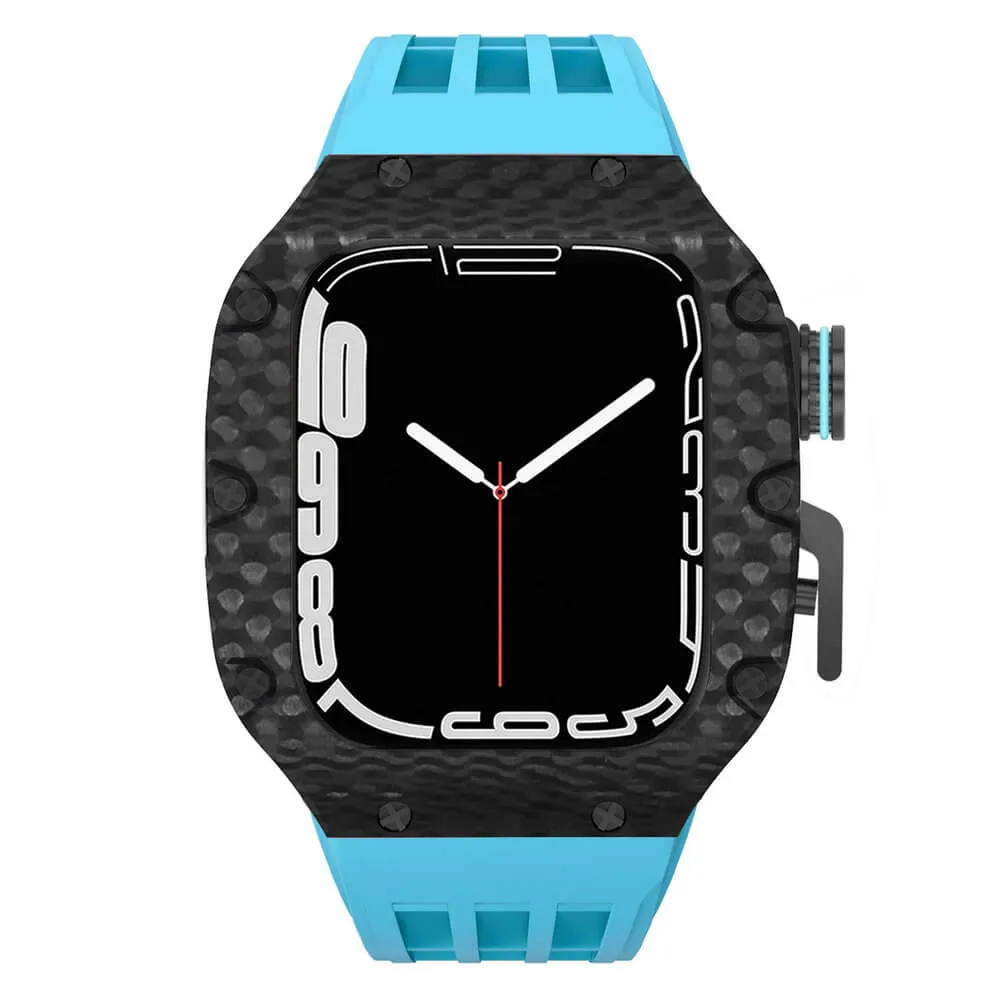 Luxury Apple Watch Case Carbon Fiber for 44mm/45mm of Series 6/7/8/SE - Plaid Bezel