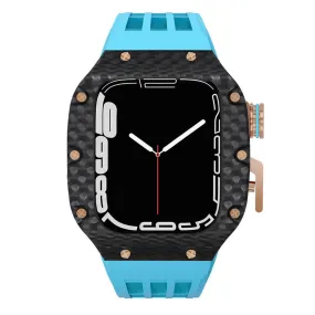 Luxury Apple Watch Case Carbon Fiber for 44mm/45mm of Series 6/7/8/SE - Plaid Bezel