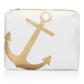 Medium Zipper Pack in “Anchors Aweigh” Shimmer White with Gold Anchor