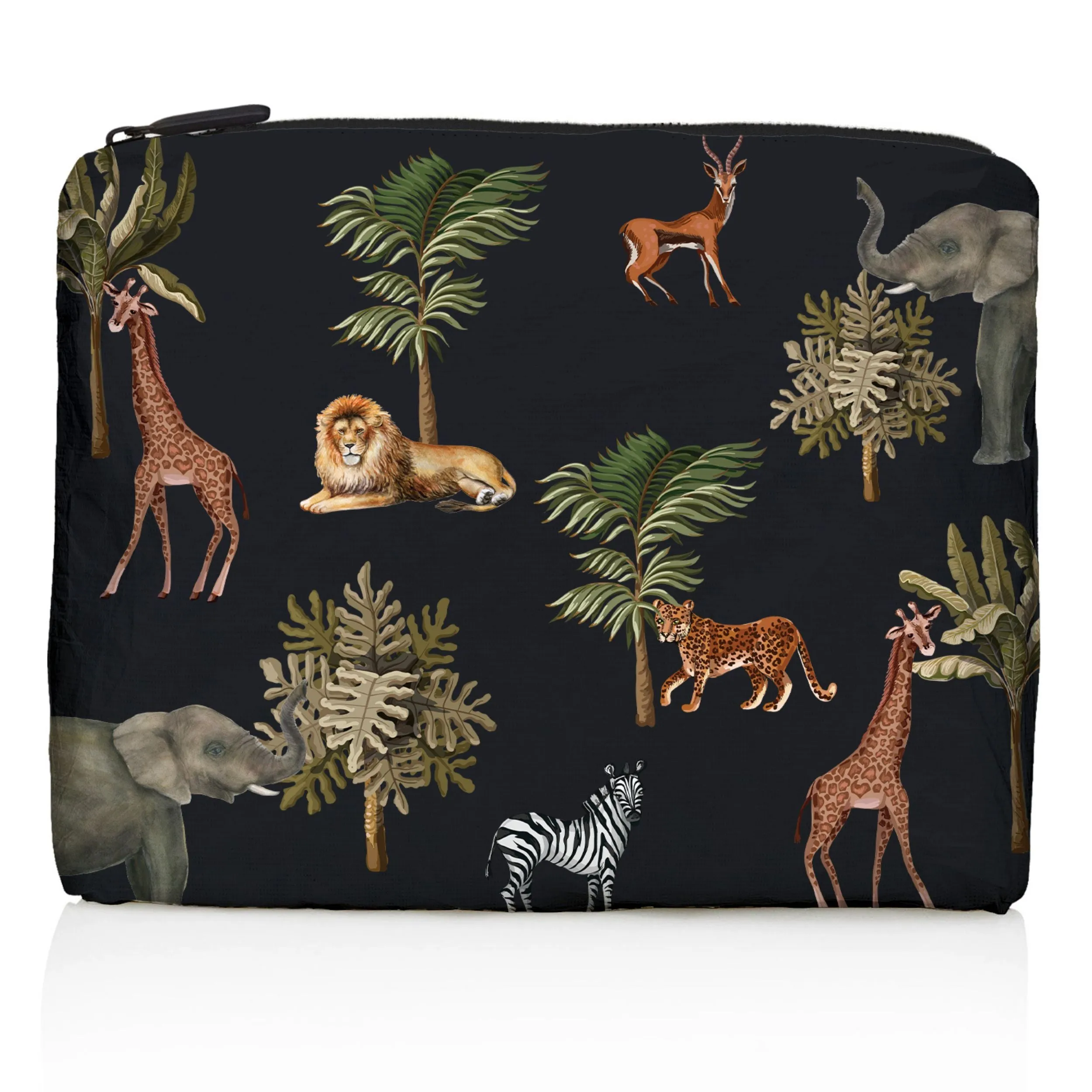 Medium Zipper Pack in Black with African Jungle Scene