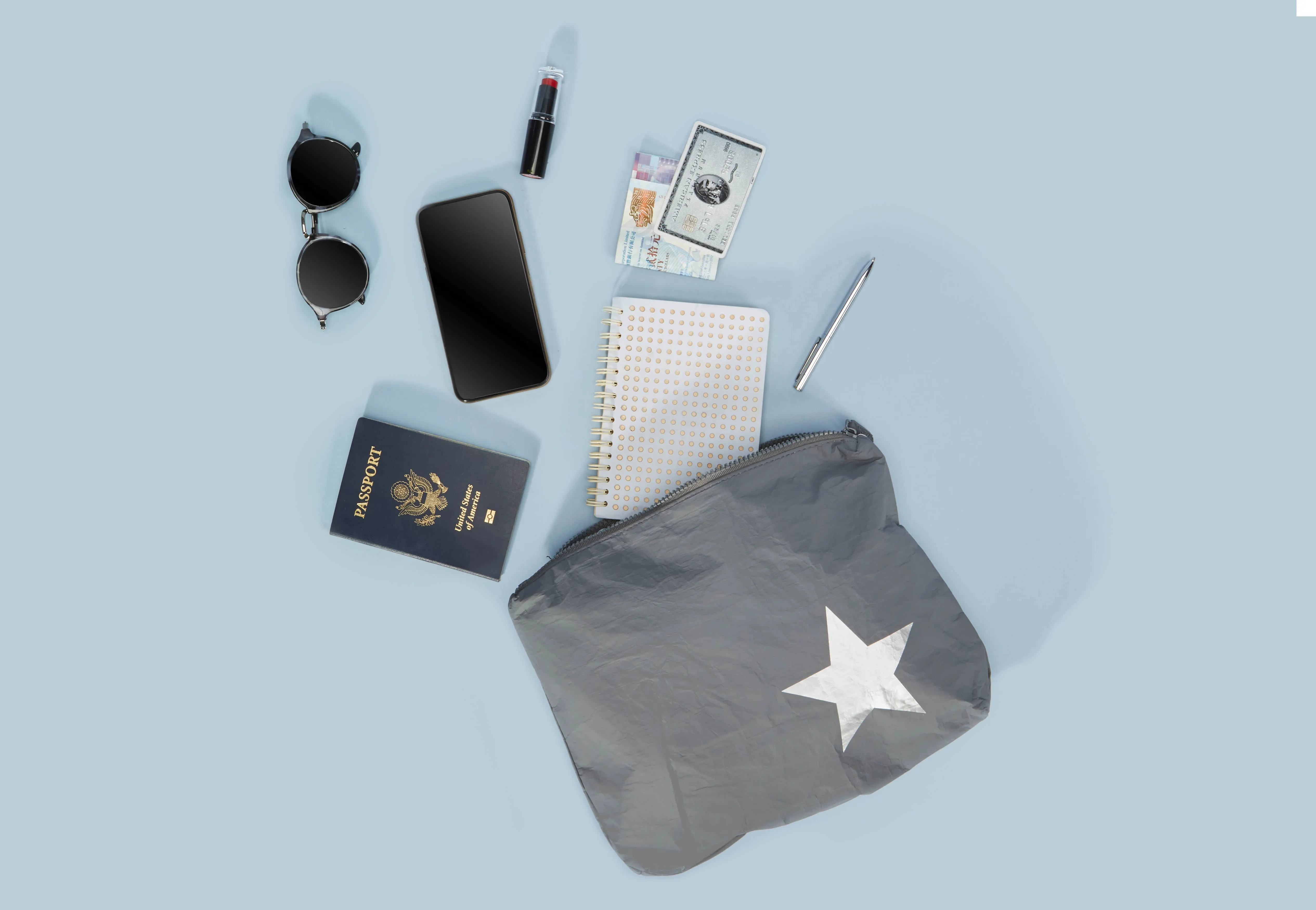 Medium Zipper Pack in Cool Gray with Silver Star