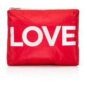 Medium Zipper Pack in Crimson Red with Silver "LOVE"