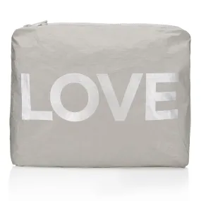Medium Zipper Pack in Earth Gray with Silver "LOVE"