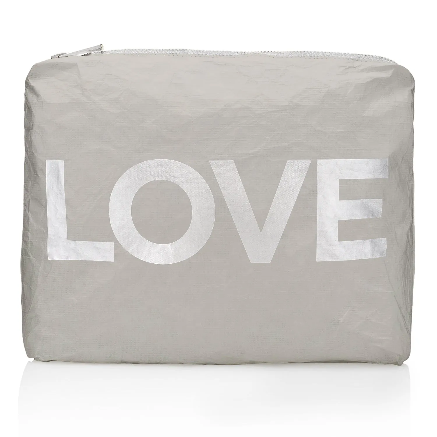 Medium Zipper Pack in Earth Gray with Silver "LOVE"