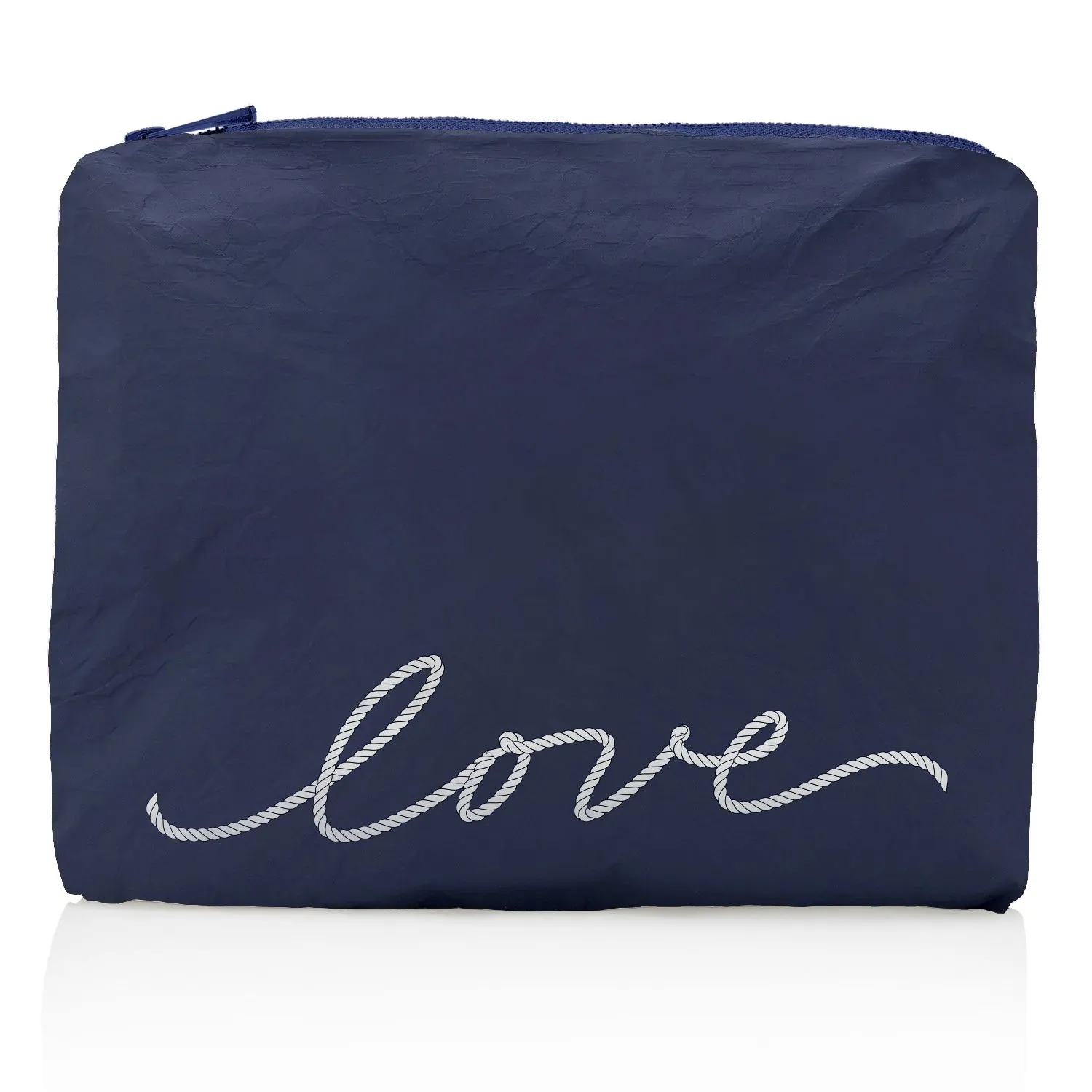 Medium Zipper Pack in Nautical Rope Love in Matte Navy and White
