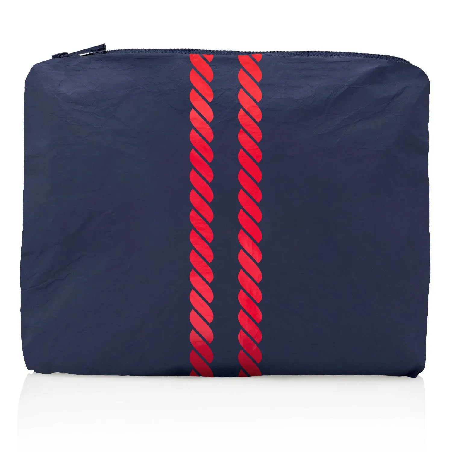 Medium Zipper Pack in Nautical Rope Stripes in Matte Navy and Red