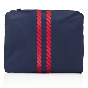 Medium Zipper Pack in Nautical Rope Stripes in Matte Navy and Red
