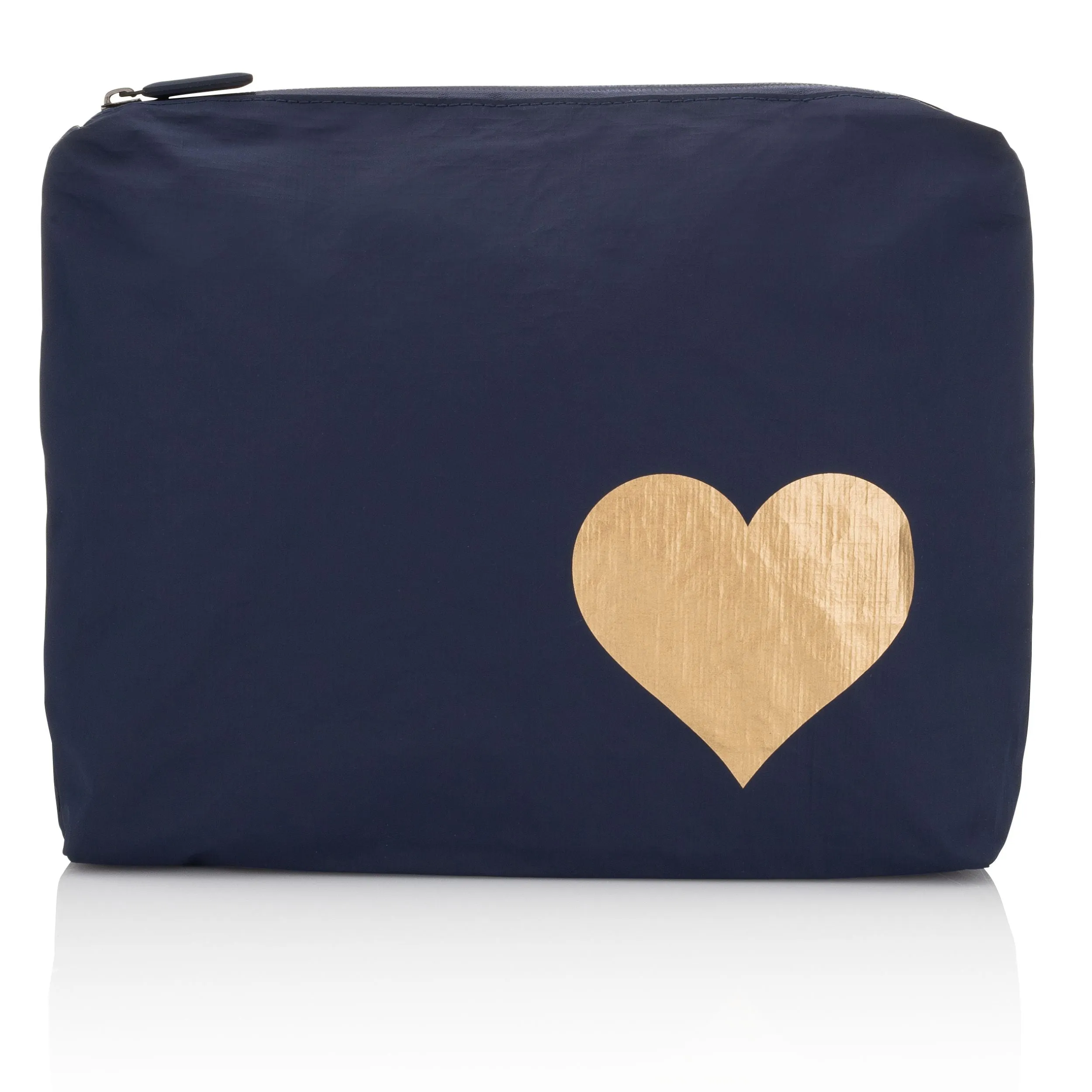 Medium Zipper Pack in Navy with Gold Heart