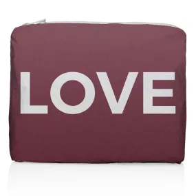 Medium Zipper Pack in Shimmer Cabernet with Silver "LOVE"
