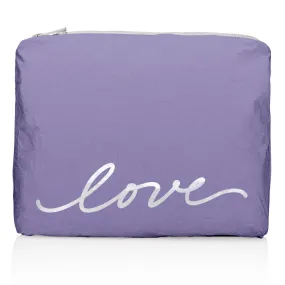 Medium Zipper Pack in Shimmer Purple with Script "love"