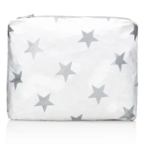Medium Zipper Pack in Shimmer White with Multi Silver Stars