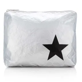 Medium Zipper Pack in Silver HLT Collection with Black Star