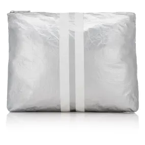 Medium Zipper Pack in Silver with Shimmer White Stripes