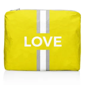 Medium Zipper Pack - Lemon Yellow with White/Silver Stripe & LOVE