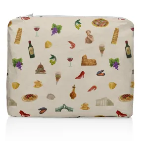 Medium Zipper Pack - Myriad of Italy Characters on Beige