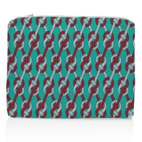 Medium Zipper Pack - Nautical Knots in Turquoise & Red